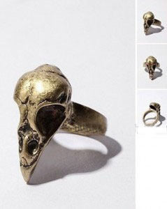 Gothic Crow Skull Bird Ring